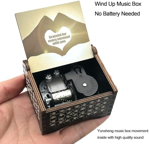 Pursuestar Wooden Windup Heart Music Box - You Are My Sunshine