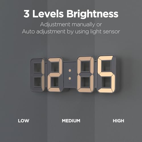 Mooas 3D Pure Mini White Gold LED Clock