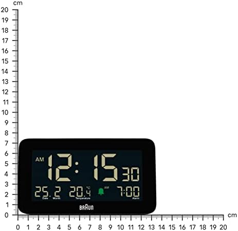 Braun Digital Alarm Clock with Date Month and Temperature Display