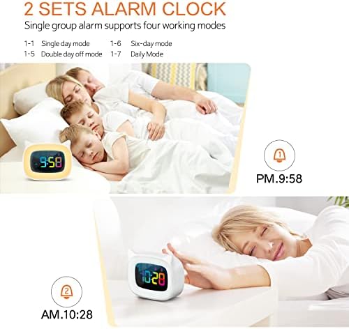 Cute Cat Ear Alarm Clock with RGB Night Light and 18 Ringtones