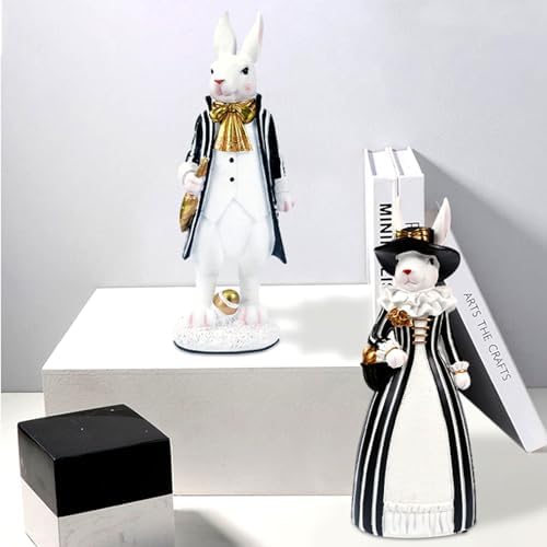Rabbit Gentleman Decor Black Resin Figurine