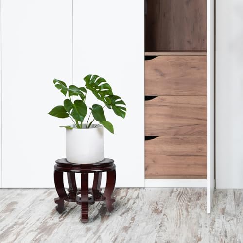 Hemoton 8 Inch Wooden Planter Stand for Home Decor