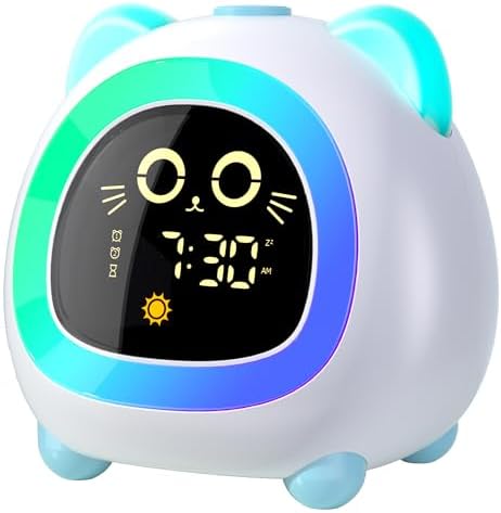 Aurora Blue Cat Ear Alarm Clock for Kids