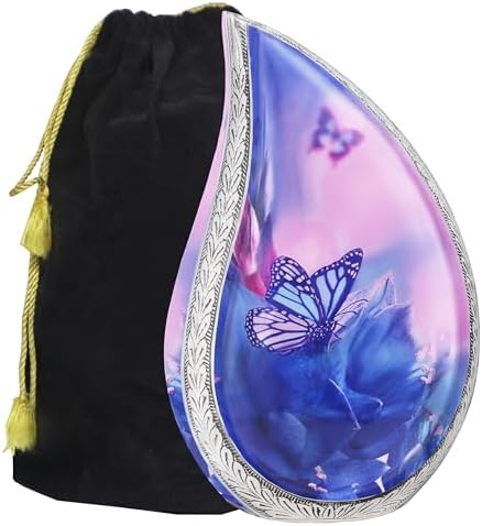 M MEILINXU Blue Butterflies Cremation Urn for Human Ashes