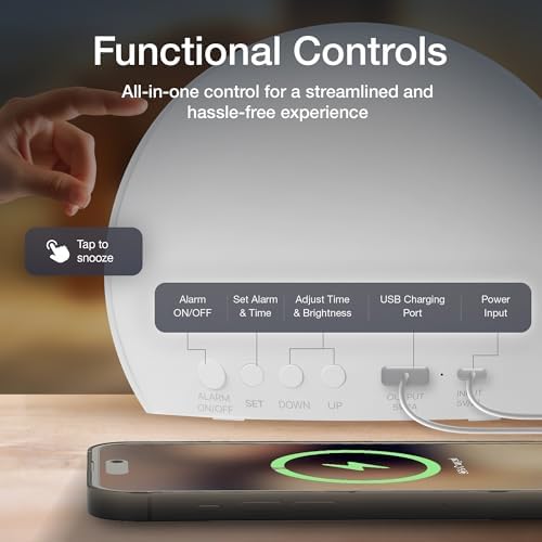 Sealy Sunrise Alarm Clock with LED Mood Lights and Temperature Reader