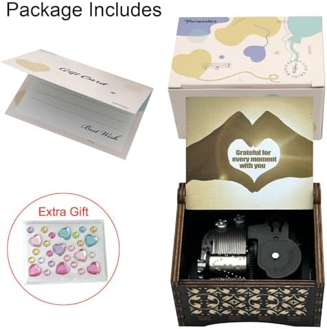 Pursuestar Wooden Windup Heart Music Box - You Are My Sunshine