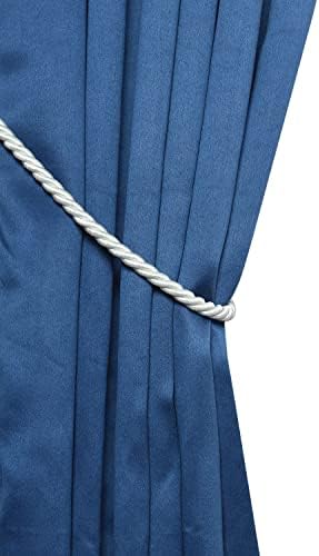 2 Pack Curtain Ropes Tiebacks - White Polyester Holdbacks