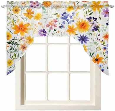 Spring Wildflowers Valance Curtains for Windows and Bathrooms