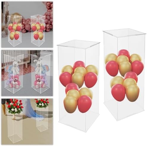 2PCS Acrylic Display Cube Pedestal Clear Flower Stand Tall Art Sculpture Riser