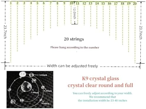 20 String Crystal Beaded Curtain with Arched Design