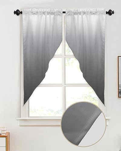 LooPoP Gray and White Ombre Swag Valance for Kitchen Windows