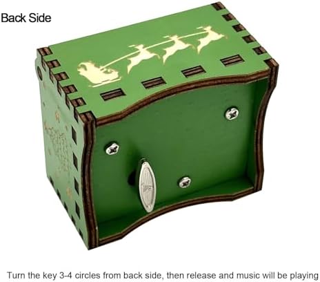 Pursuestar Green Wind Up Music Box - We Wish You a Merry Christmas