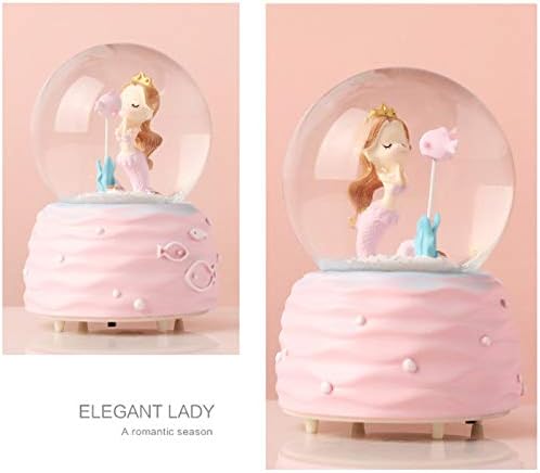 Mermaid Snow Globe with Music and LED Lights for Girls