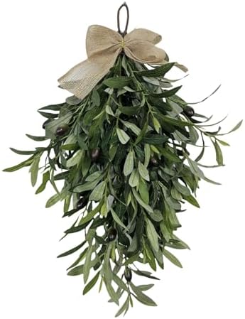 24 Inch Artificial Teardrop Olive Wreath with Bow