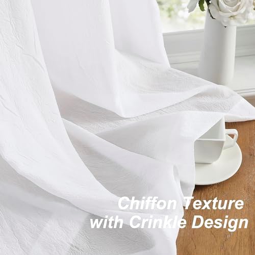 White Sheer Valance Curtains 52x216 for Living Room Decor