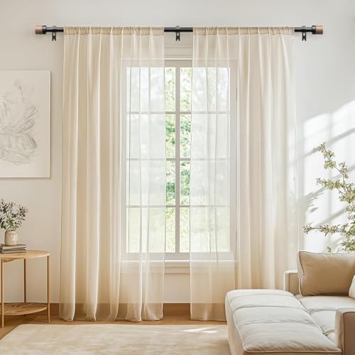 Wooden Curtain Rods 48-84 Inch Adjustable Farmhouse Rustic