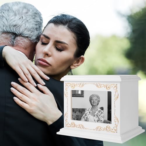 Wooden Cremation Urn with Photo Frame 200 Cubic Inches Capacity