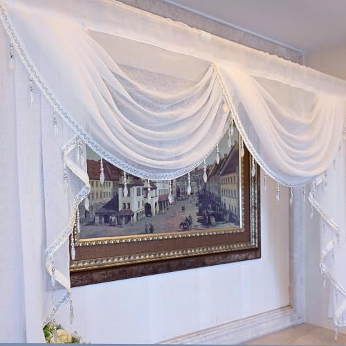 Simple Style White Sheer Curtain Valance for Living Room