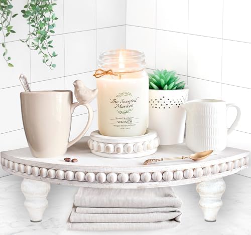 Rustic White Corner Pedestal Stand for Display