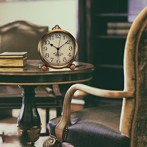 Justup Golden Table Clock with Silent Quartz Movement