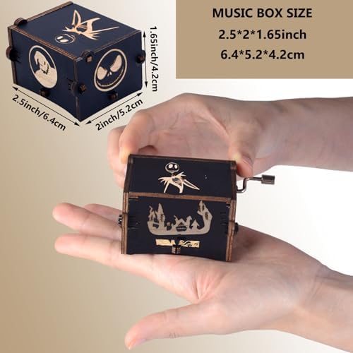Keast Funny Wooden Hand Crank Music Box Halloween Decor