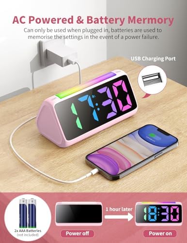 Netzu Digital Alarm Clock with RGB Night Light and Dual Alarm