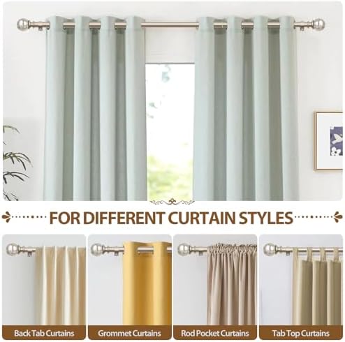 KAMANINA Champagne Gold Curtain Rods 32-58 Inches Adjustable