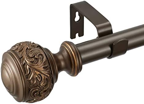 Modern Floral Carved Curtain Rod 1 Inch Diameter