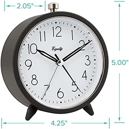 Equity 5 Inch Silent Quartz Alarm Clock Dark Gray