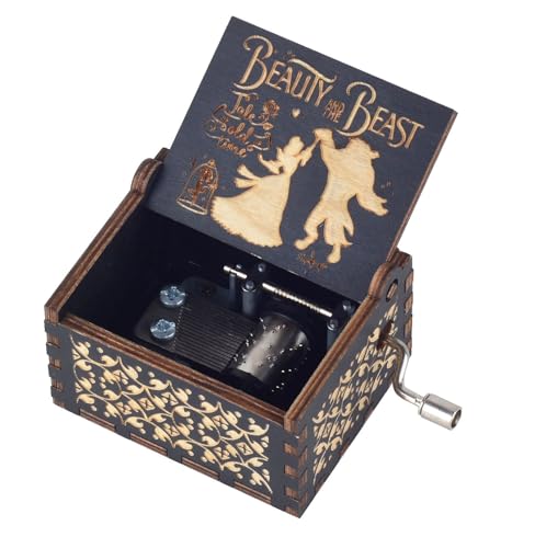Beauty Music Box Beast Wooden Hand Crank Musical Box Gift for Her