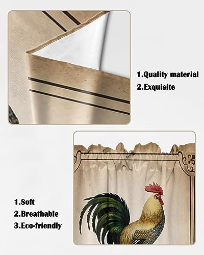 Retro Farm Rooster Swag Valance Curtains
