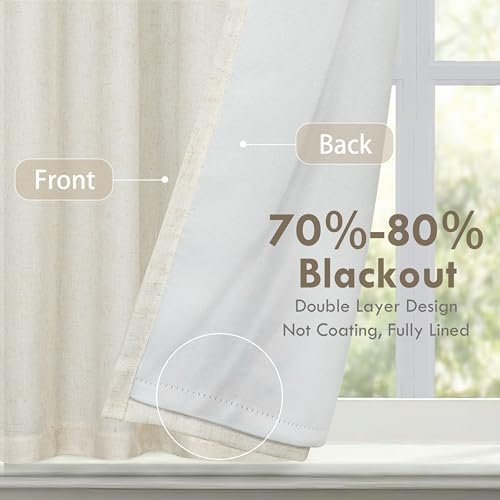 DriftAway Double Layer Linen Blackout Tie Up Curtains