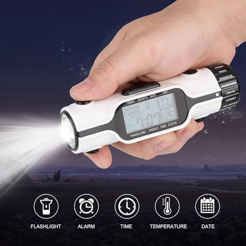 AUNMAS World Time Travel Clock with Alarm and LED Flashlight