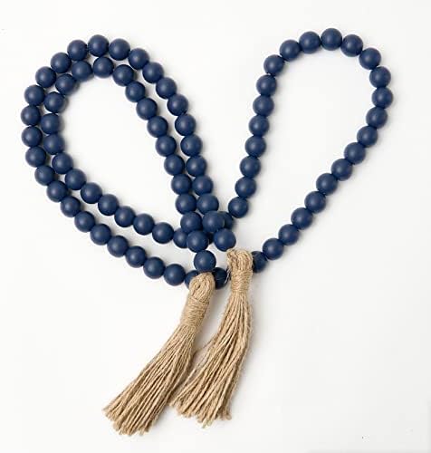 OMISHE 59 Inch Wood Bead Garland with Tassels