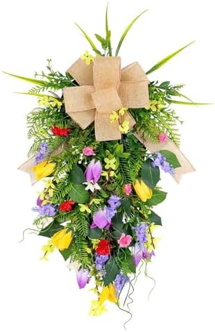 Tulips Teardrop Swag Decorative Wall Decor with Greenery