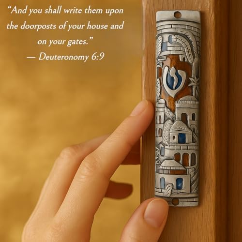 Talisman4u Silver Enamel Mezuzah Case 4 Inch