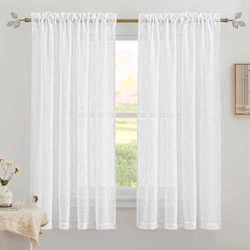 RYB HOME 1 Inch Adjustable Brass Curtain Rod with Leaf Finials