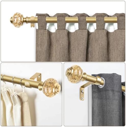 USFOOK 78 Inch Curtain Rods 32-120 Inches Length Adjustable Single Rods