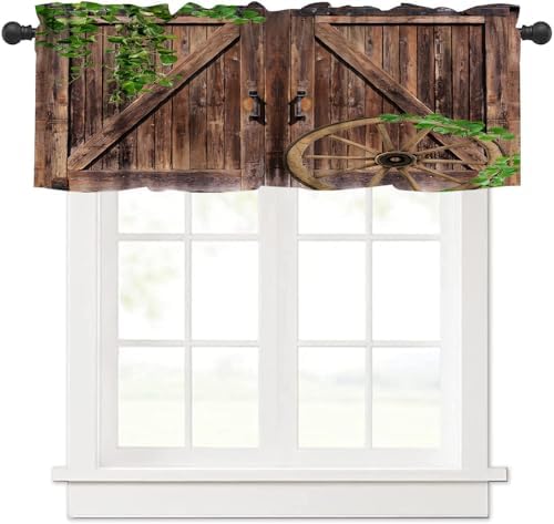 Rustic Barn Door Valance Curtain - 54x18 Inch