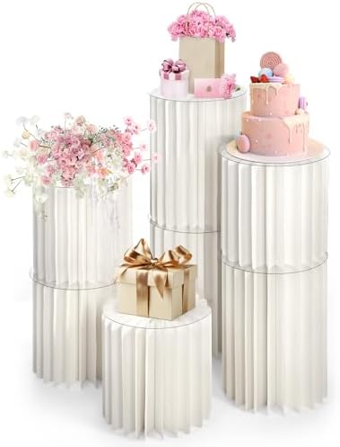 Dyna-Living 7PCS Foldable Cylinder Pedestal Stand Set