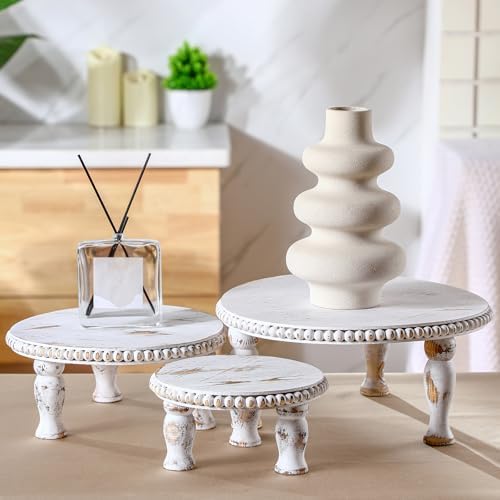 Thyle Rustic Round Wood Tray Riser Set of 3
