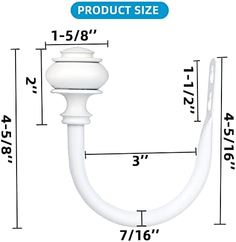 4Pcs Curtain Holdbacks - Wall Mounted Drapery Tiebacks with Screws White