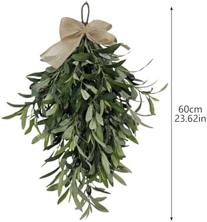 24 Inch Artificial Teardrop Olive Wreath with Bow