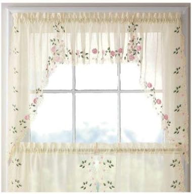 Lorraine Home Fashions Rosemary Valance Pair 58x38 Inch Rose