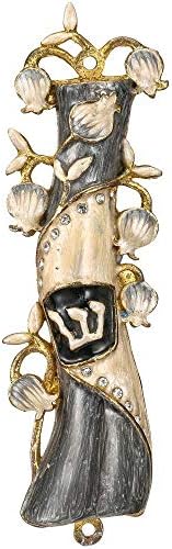 Matashi Hand Painted Mezuzah with Gold and Crystals