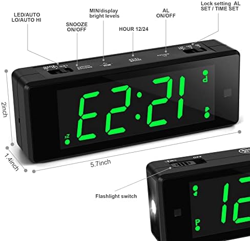 Digital Alarm Clock with Hybrid LED LCD Display and Emergency Flashlight