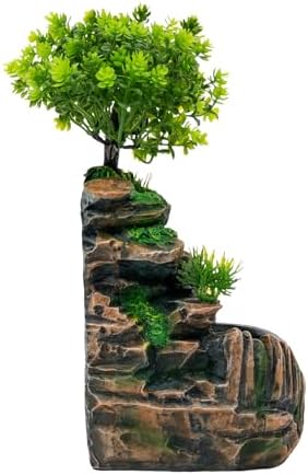 TITIDU Desktop Waterfall Bonsai Fountain with LED Lights and Atomizer