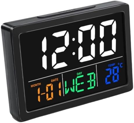 WQV Digital Alarm Clock with Calendar and Temperature Display