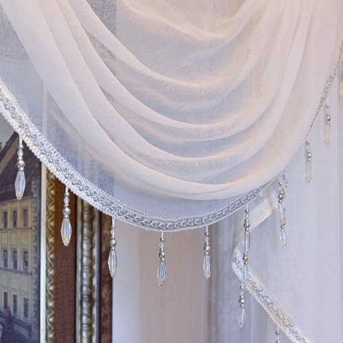 Simple Style White Sheer Curtain Valance for Living Room
