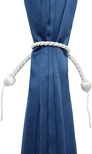2 Pack Curtain Ropes Tiebacks - White Polyester Holdbacks